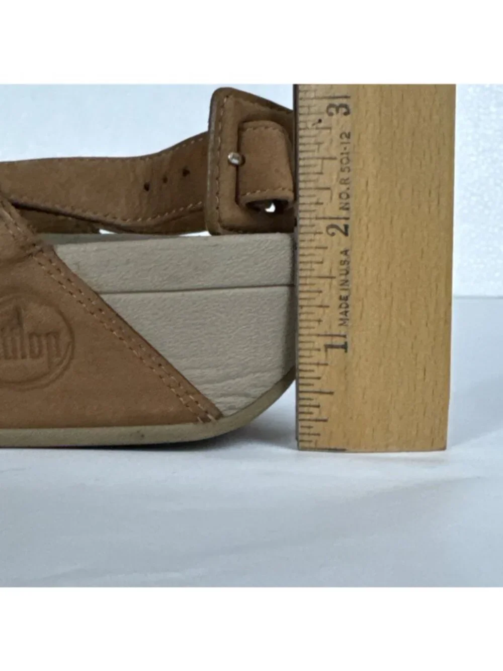 Fit Flop Floretta Tan Suede & Black Floral Wedge Thong Sandals Women's 7